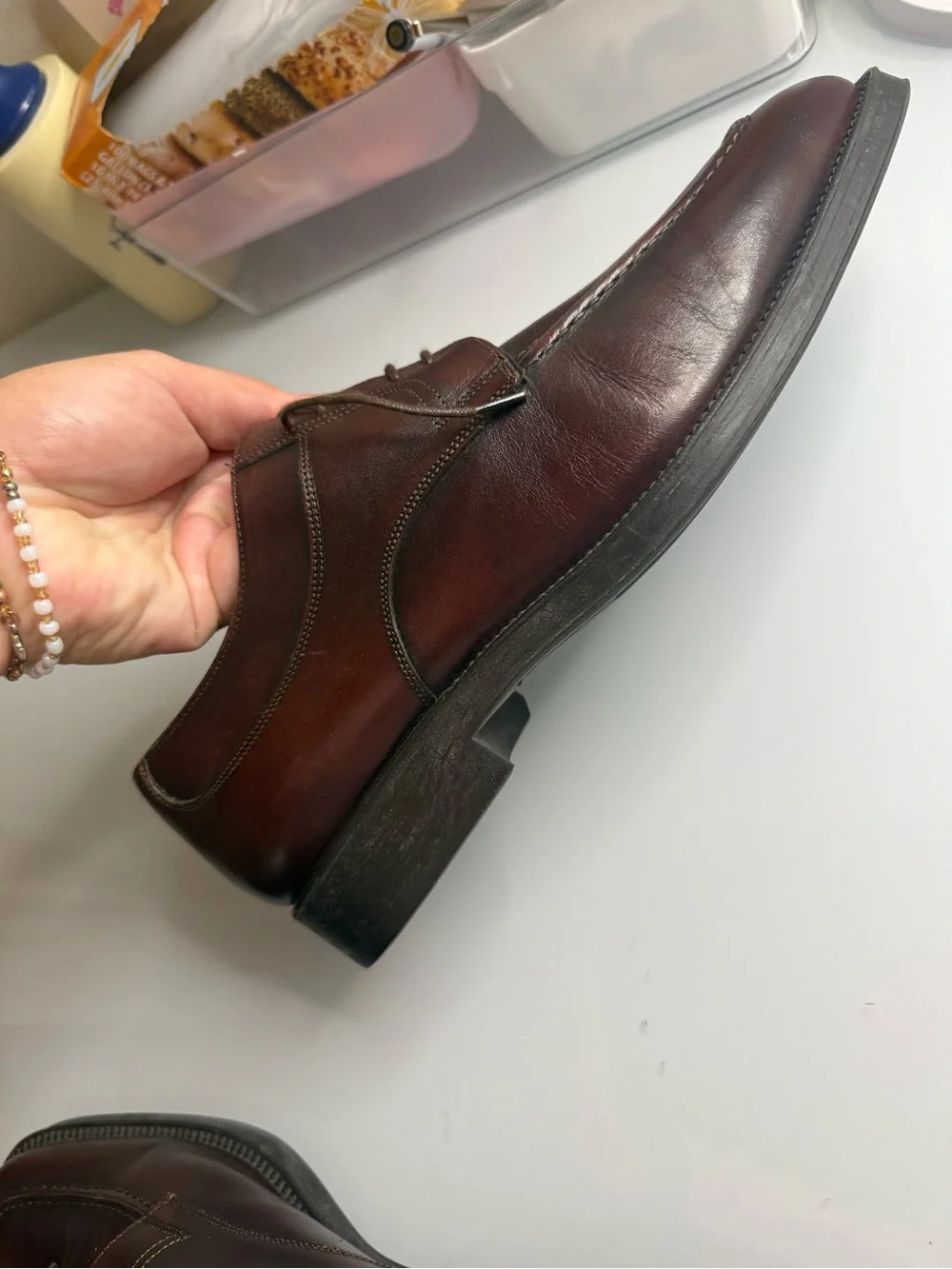 SANTONI Men’s Brown Leather Dress Shoes